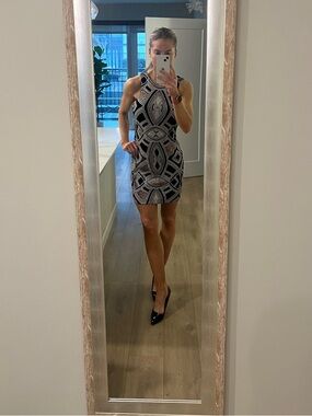 Speechless Zipper Geometric Mini Dress